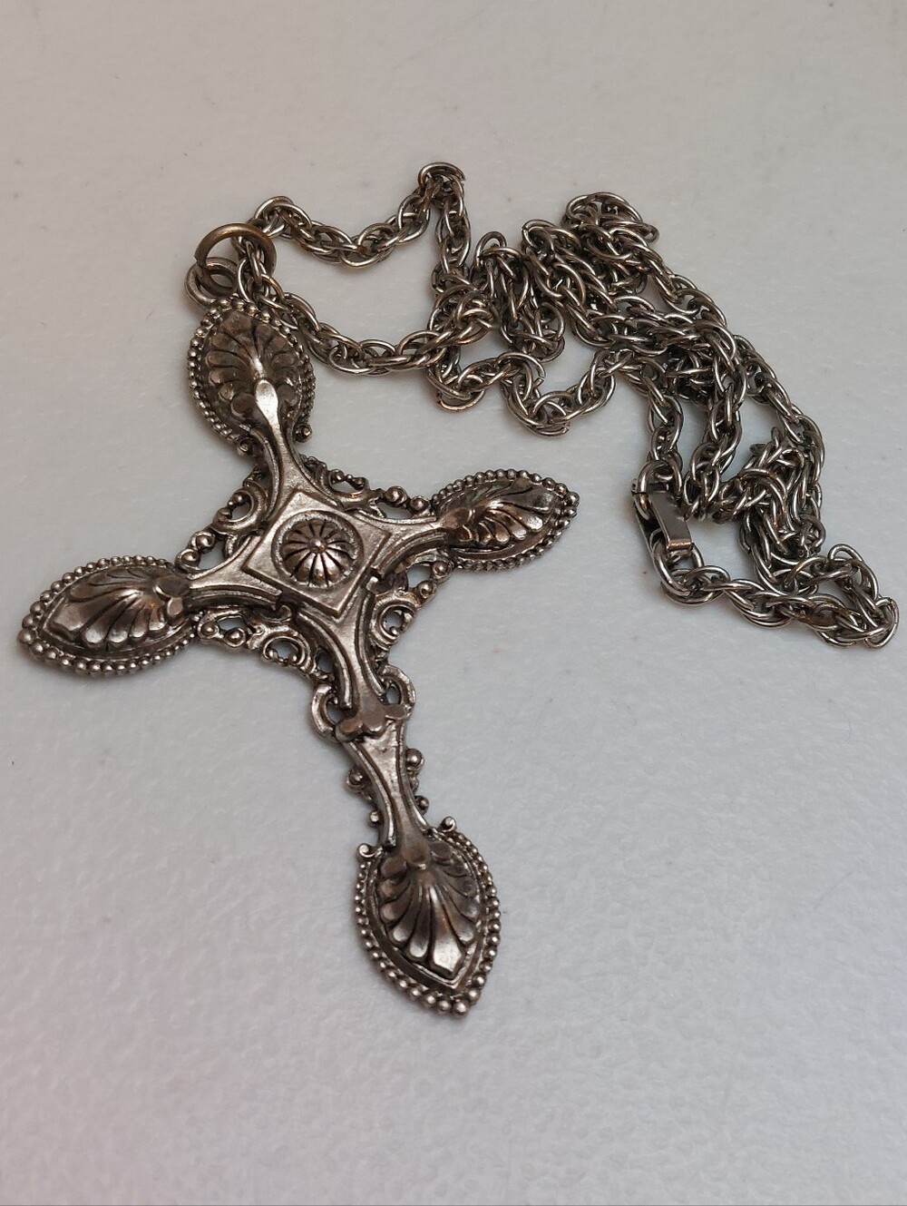 Vintage 1970s ART Arthur Pepper Ornate Art Deco Gothic Cross Pendant Necklace